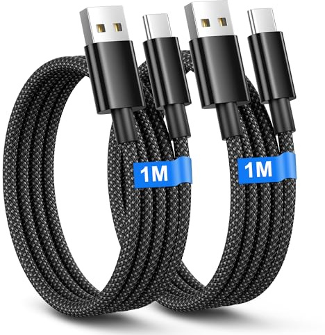 Cavo USB Type-C Ricarica Rapida 1M 2Pezzi, Cavetto USB Cellulare C per Sam-sung S25/S24/S23/S22/S21/A35/A34 A56/55, Phone 16/15 Pro Max,Google Pixel, Cavo Ricarica Rapida TypeC Filo Caricatore Phone