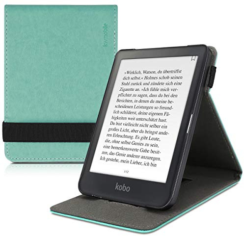 kwmobile Étui pour liseuse électronique Compatible avec Kobo Clara HD - Étui Housse Rabat liseuse Simili Cuir Menthe glaciale