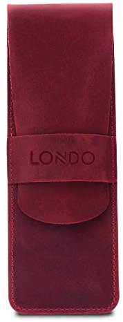 Londo Stift- und Federmäppchen aus echtem Leder mit Einstecklasche, Schreibwarentasche - Rot