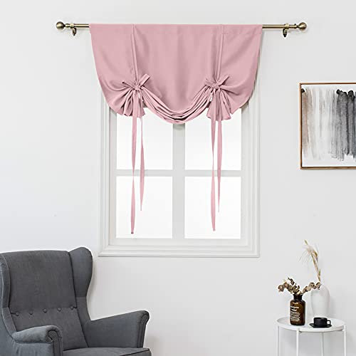 SMITHOOM 1 Panel Blackout Roman Blinds Rod Pocket Solid Color Curtains Liftable for Kitchen Bathroom Bedroom Living Room Door/Window Decoration Pink 60x140cm