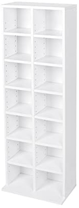 Lillyvale CD Bookcase Storage Shelf Case Cabinet Rack Unit Tower Organizer Adjustable Wooden Book Bluray Video Games Up To 224 CD's (White)