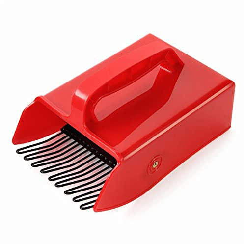 Spesh Berry Picker with Handle, Blueberry Rake Picker Scoop Tool for Picking Raspberries, Blackberries, Blueberries and Currants(Red)