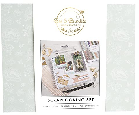 Bee & Bumble Set di album per scrapbooking, colore bianco, perfetto per matrimoni, nascite, demolire autografi, conservare foto, ricordi e molto altro ancora, la carta può essere decorata con