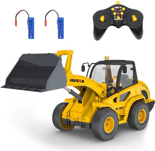 fisca Ferngesteuerter Frontlader 1/24 RC-Frontlader Bulldozer 9 Kanal Baufahrzeug Spielzeug mit Licht für Kinder Alter 8 9 10 Up Jahre alt
