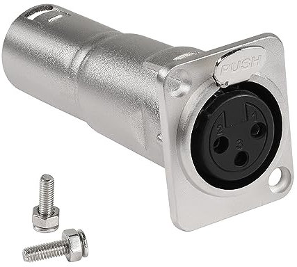 QIANRENON XLR Femmina a Maschio Pannello Montaggio Microfono Connettore 3 Pin Jack a Spina Adattatore, Passante Presa per Microfoni Mixer Dispositivi Audio, Argento