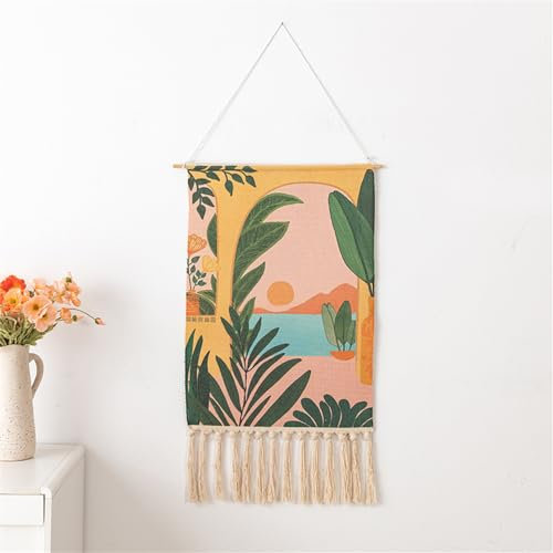 BMIDRUT Arazzo da appendere alla parete in tessuto macramè, arazzo bohémien, arazzo artistico per casa, appartamento, dormitorio, sfondo, 50 x 85 cm