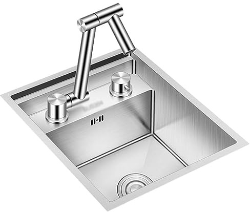Kitchen Silver Invisible Sink with Folding Faucet Hotel Bar Work Room Mini Sink Overmount Built-in Kitchen Sink Small Washbasin Sinks (Color : Silver, Size : 40 * 34 * 23cm)