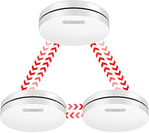 CPVAN Rauchmelder Vernetzt 10 Jahre Batterie mit Klebepad | Ohne Bohren, EN14604 Geprüft Funk Feuermelder, Entspricht der Europäischen Norm Feuermelder, 3er Set