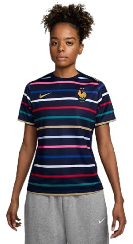Nike Women's France Damen Dri-fit Academypro Short-Sleeve Top Pm Home, Blackened Blue/Club Gold, S