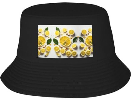 Chapeau cloche athlétique unisexe jaune citron pour sports de plein air chapeaux d'été pliables, noir, taille unique