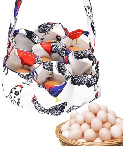 Cestino per la raccolta delle uova, 7 sacchetti per raccogliere uova di gallina, raccolta uova di gallina, comodo manico borsa per raccogliere uova cestino per la conservazione delle uova per casa