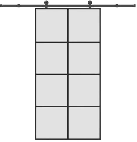 vidaXL Skjutdörr med hårdvara 102,5x205 cm ESG-glas och aluminium