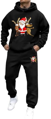 Retro Trainingsanzug Trainingsanzug Jacken Männer Geschenk für Männer Weihnachten Jogginganzug Herren Set Lustig Weihnachten Trainingsanzug 2 Stück Lustig Rentier Weihnachtsmann Freizeitanzug Männer