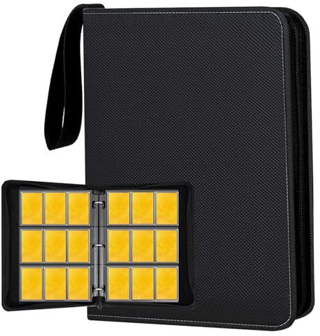 Sammelalbum 720 Karten Sammelalbum 9 fächer Sammelkarten Album Mappe Card Binder mit Schutzhülle (Schwarz)