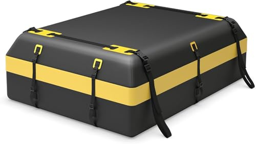 GOPLUS 600L Cofre de Techo para Coche, Cofre Portaequipajes Impermeable para Vehículos, Bolsa de Techo Plegable con Alfombrilla Antideslizante, 6 Ganchos de Puerta, Cerradura y Bolsa de Transporte