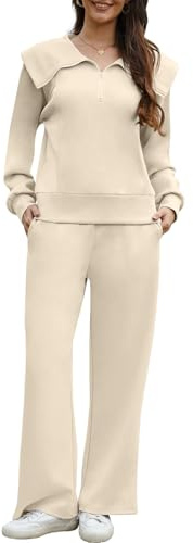 Yutdeng Conjunto Chandal Mujer Completo Conjunto Deportivo Mujer Conjuntos 2 Piezas Chándal Sudadera Manga Larga Cremallera Pantalones Recto Loungewear Set Ropa de Casa Cálido Traje Deporte Tracksuit