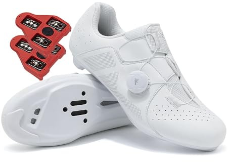Treer Cycling Shoes Mens and Womens, 4-13 UK Road Bikes Mountain Bikes Cycle Trainers Shoes Look SPD Cleats Unisex Men Women Spin Bike Indoor Outdoor (White,13)