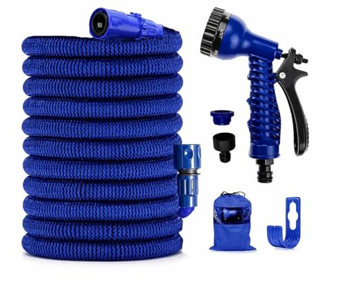Tubo Estensibile da Giardino 30M con Pistola Inclusa, Tubo Flessibile Telescopico in TPE e Poliestere, Canna Acqua Irrigazione Prato, Anti-Torsione e Anti-Perdita, per Irrigazione, Lavaggio Auto