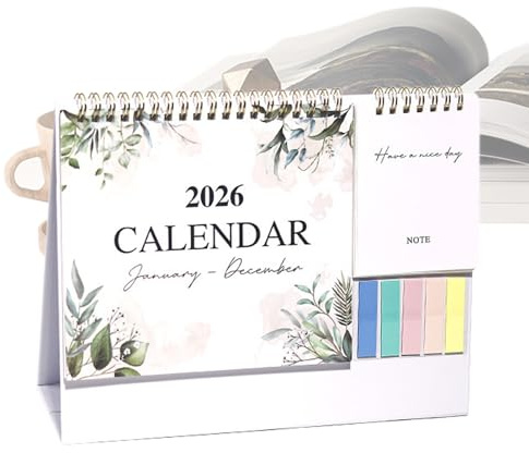Xijobido Calendario de Escritorio - Calendario de Escritorio 2026 Mensual de Enero a Diciembre | Planificador Mensual de 12 Meses para Oficina con Bloques Rayados Grandes para Tareas, Agenda para