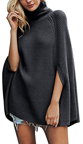 Generisch 2025 Women's Cape Poncho Style European American Fashion Knitted Scarf Fluffy Cardigan, black, L