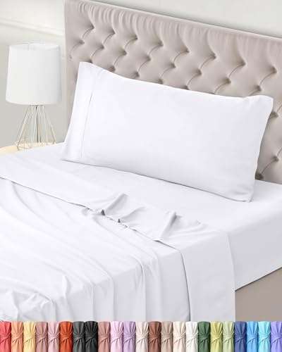 Utopia Bedding Juego de Sabanas 3 Piezas 150x200 - Poliéster Microfibra Cepillada - Oeko-Tex Certificado - Sábana Bajera, Sábana Plana y 1 Funda de Almohada 45x170 (Cama 150, Blanco)