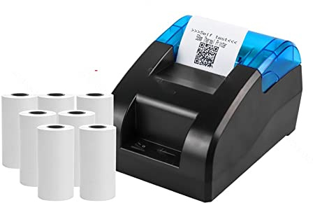 fotoprinter， 58 mm stationär POS-kassörskrivare USB Bluetooth-kvittoskrivare Restaurangförsäljning Köksfakturautskrift(USB and Bluetooth 7Rolls)