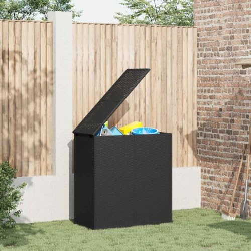 Genérico Baúl de Cojines para jardín de ratán PE Negro 100x49x103,5 cm,Mobiliario,Muebles de jardín,Cajas de almacenaje para exteriores-317223