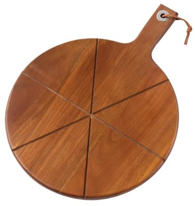 Generico Tagliere Per Pizza - Con Manico Da Portata - Buccia Per Pizza In Legno Tagliere Rotondo Grande, Per Cucina Domestica Per Forno Servire Salumi Carne Formaggio Pane Frutta