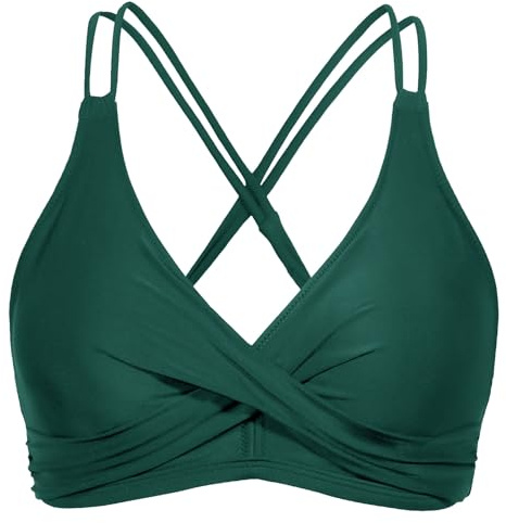 JFAN Haut de Maillot de Bain Femme Haut de Bikini à Cordon Croisées Triangle Maillots de Bain Top Push Up Classics