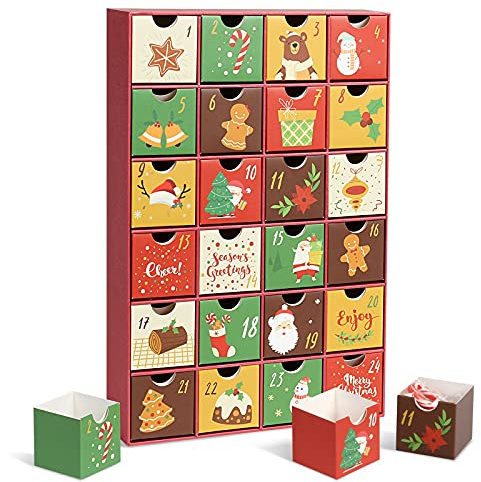 LEMESO Advent Calendar 2025 for Kids Adults Teens, Christmas Decorations with 24 Drawers - 24 Days of Christmas Countdown Boxes to Fill, Gifts for Girls Boys Kids Teens Toddlers