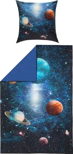 Erwin Müller Wendebettwäsche Mako-Satin ozeanblau Größe 1x 155x220 cm + 1x 80x80 cm