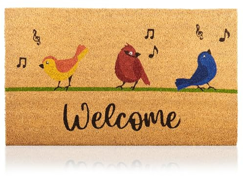 Felpudo Pajaros Cantores de Fibra Coco - 70x40cm - Felpudos Antideslizantes - Felpudos Originales para la Entrada a Casa, Pasillos, Puertas de Exterior - Accesorios para el Hogar - Material Resistente