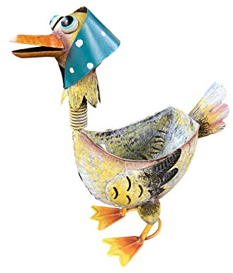 Pot de fleurs décoratif en forme de canard en métal vieilli