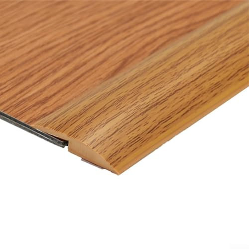 Bande de transition de sol stratifié, bande de seuil de porte plate autocollante de 5,1 cm, bande de bordure de moquette, bande de séparation de sol pour joints en bois stratifié (chêne jaune)