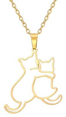 LIKGREAT Kramhalsband för kvinnor och män, sött kramhalsband katter kattunge halsband djur hund husdjur hänge, kramar och kyssar halsband, kramhalsband för kvinnor, Adjustable, Rostfritt stål, Ingen