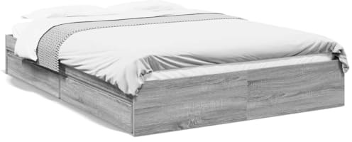 Homgoday Cama con cajones Madera ingeniería Gris Sonoma 150x200 cm, Mucho Espacio de almacenaje y cajones TipoB