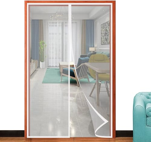 nvdsivee Magnetisk insektsnät dörr magnetisk gardin insektsskydd balkongdörr automatiskt stängd anti-myggnät dörrgardin flugnät vit A 90 x 235 cm (35 x 92 tum)