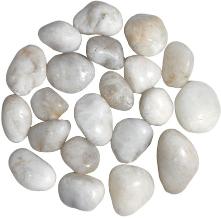 2000g Piedra Jardín Decoración Canto Rodado, Piedra Natural Pulido, Piedras Decorativas Jardin Guijarros Naturales Pequeñas 4-6 cm para Paisajismo, Jardin, Acuarios, Suculentas (Blanco, 4-6 cm)