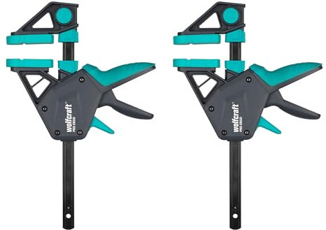 wolfcraft 2 Sargentos monomanual PRO Ergo - Fuerza de sujeción 150 kg - 8677060 - El cómodo sargento para todo tipo de usos - ancho de sujeción 150mm