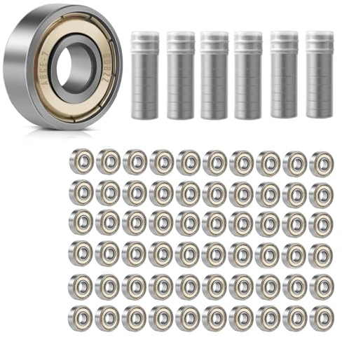 Lot de 60 roulements à billes 608 ZZ - 8 mm x 22 mm x 7 mm - Métal - Double blindage miniature - Roulement à billes 608 - Pour skateboard, roller, rollers