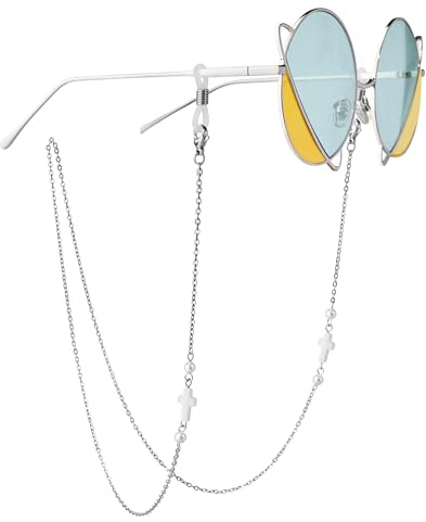 Mini Tree Pearl Eyeglass Chains for Women Beaded Reading Glasses Lanyards Cords Sunglasses Holder Strap Eyewear Retainer （Silver）