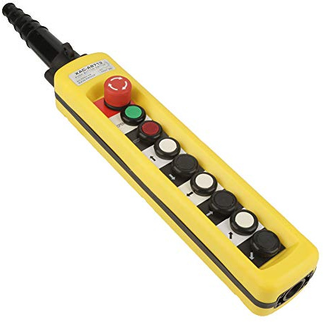 Interruptor de Botón Pulsador de Grúa de Cadena de Grúa con Parada de Emergencia, Controlador de Elevación Suspenida de la Estación, Interruptor de Control de Grúa De Cadena(8 Botones)