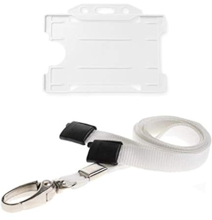 ALG ID Cards® White Lanyard ID Card Badge Holder - Neck Strap 10mm Wide with Metal Clip & Safety Breakaway Release for Pass Holder and Identification