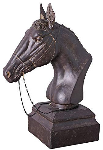 Okänd hästhuvud hästar staty hästbyst häst skulptur polysten brun ridhäst häst figur cw196 Palazzo exklusiv