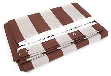 Viglietti Rideau de soleil à rayures pour balcon, véranda ou terrasse avec anneaux et crochets Tissu résistant pour extérieur Dimensions 140 x 300 cm (marron rayures col.218)