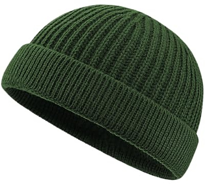 CLAPE Berretto Docker in Maglia Berretto Uomo Senza Visiera Cappello da Portuale Invernale Knitted Docker cap Cuffed Knit Hat