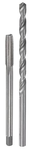 sourcing map Macho y brocas Juegos, M8 x 1.25 H2 Recto Flauta Máquina Rosca Fresado Macho 100mm Extra Largo, 8mm Alta Velocidad Acero (HSS) Helicoidal brocas