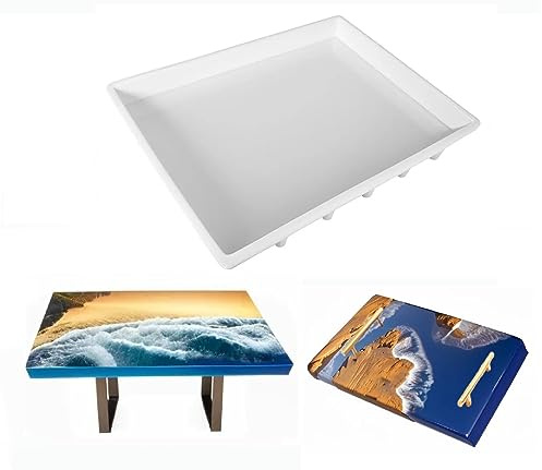 Stampi rettangolari in silicone per tavolo in resina, 40,6 x 30,5 cm, stampo in silicone per tavolino da caffè fiume, taglieri, vassoi da portata, piatto per formaggi