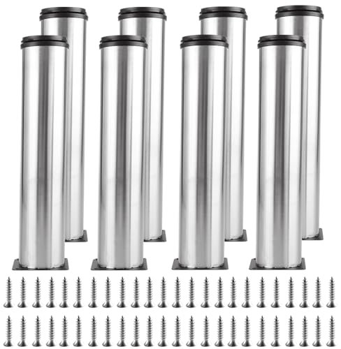 YOUNTHYE 8 Stück Tischbeine Höhenverstellbar 35cm Möbelfüße Verstellbar Edelstahl Runde Möbelfüße 350mm Verstellbare Möbelbeine von 0-15 mm Schrankfüße Sofa Füße für Tabellen, Schreibtische