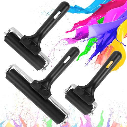 LPAMABA Rodillo de Tinta de Goma, Rodillo de Tinta, Rodillo de Goma Liso, Rodillo de Goma Antideslizante, Rodillo de Goma Dura para Grabados, Obras de Arte (3, 6/10/15CM)